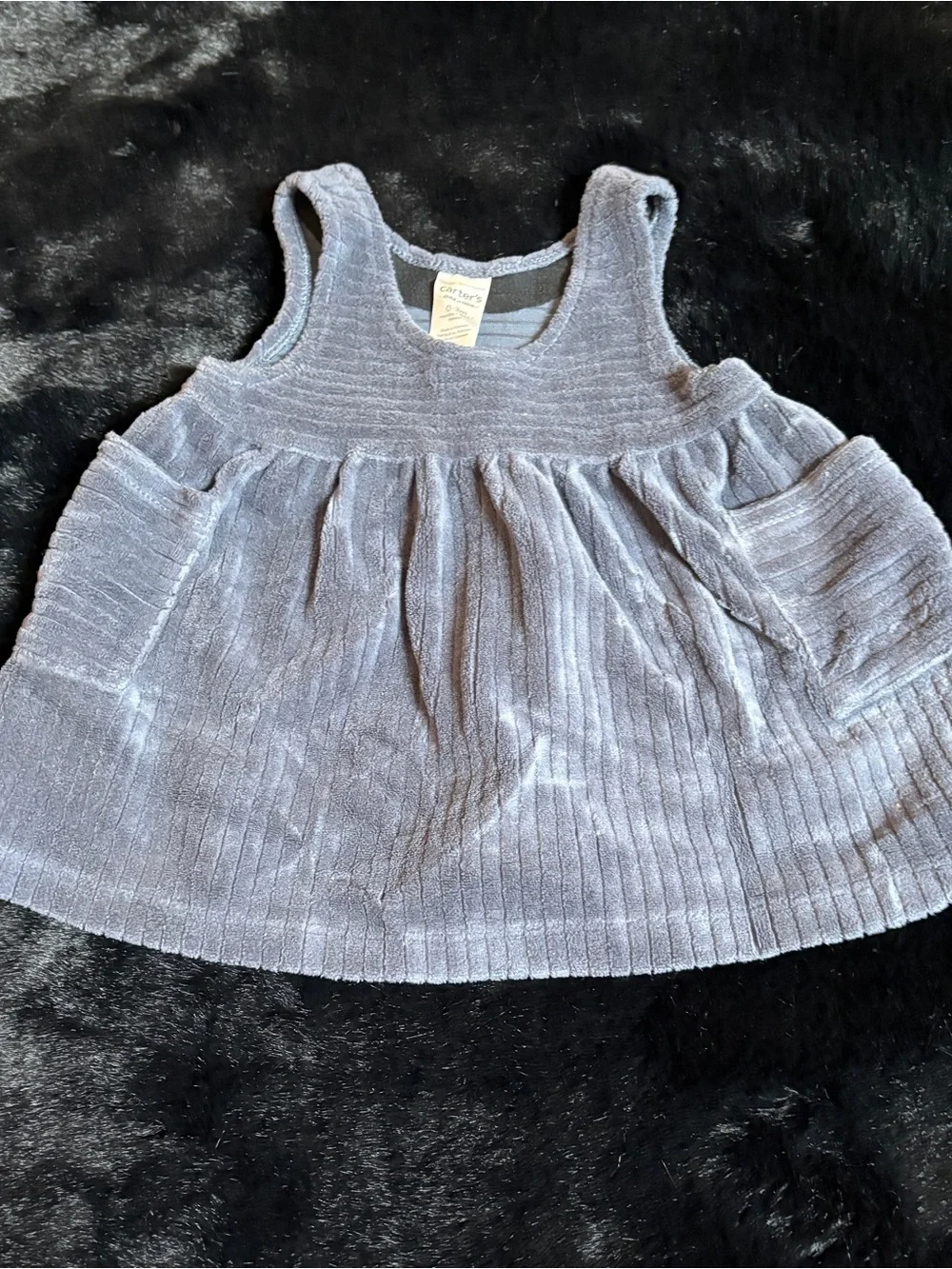 Girls Blue Corduroy Pinafore Dress with White Floral Top